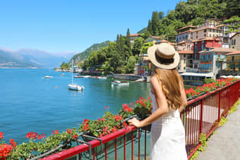 Tourist admiring the view at Lake Como
