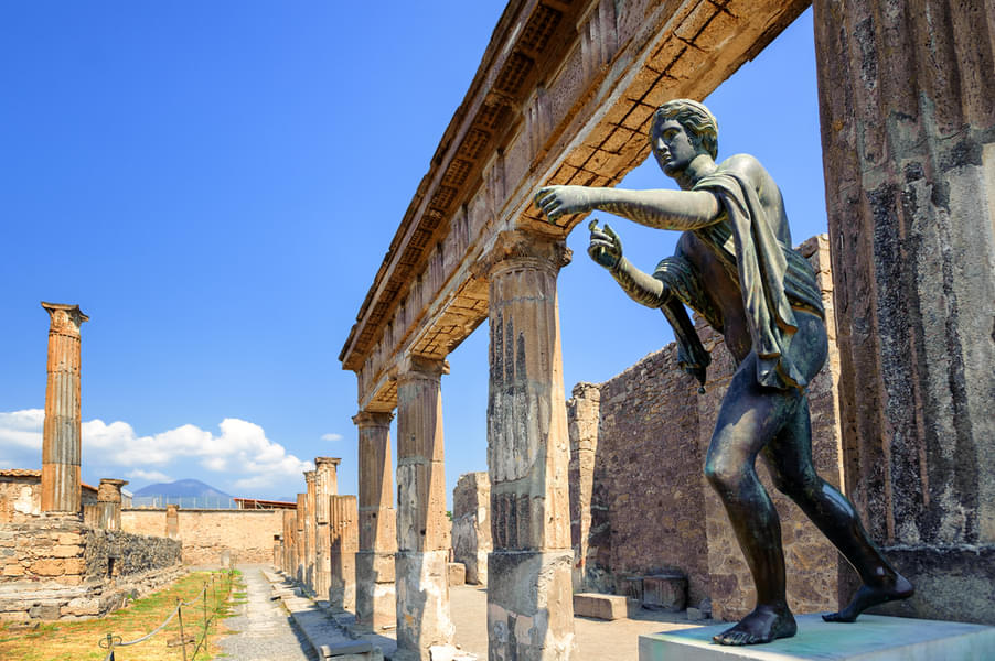 Wander amidst the hauntingly beautiful ruins of the Apollo Temple in Pompeii