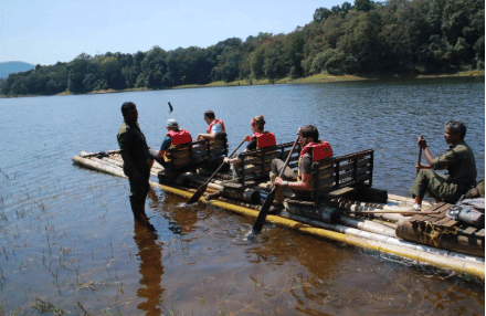Enjoy bamboo rafting