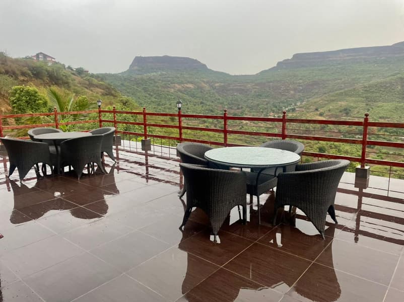 Wooden Chalet Villa Overlooking Lush Mountains In Lonavala Image