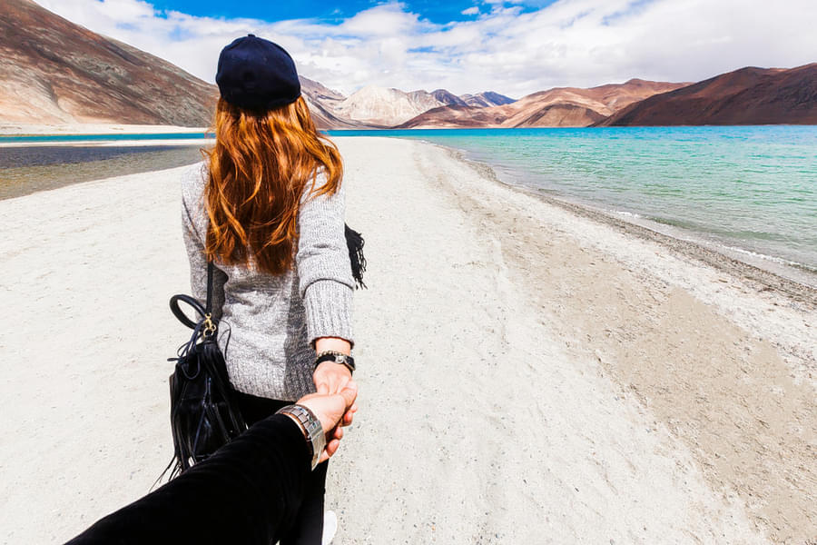 Explore the Pangong Lake which is world's highest saltwater lake with your lady luck