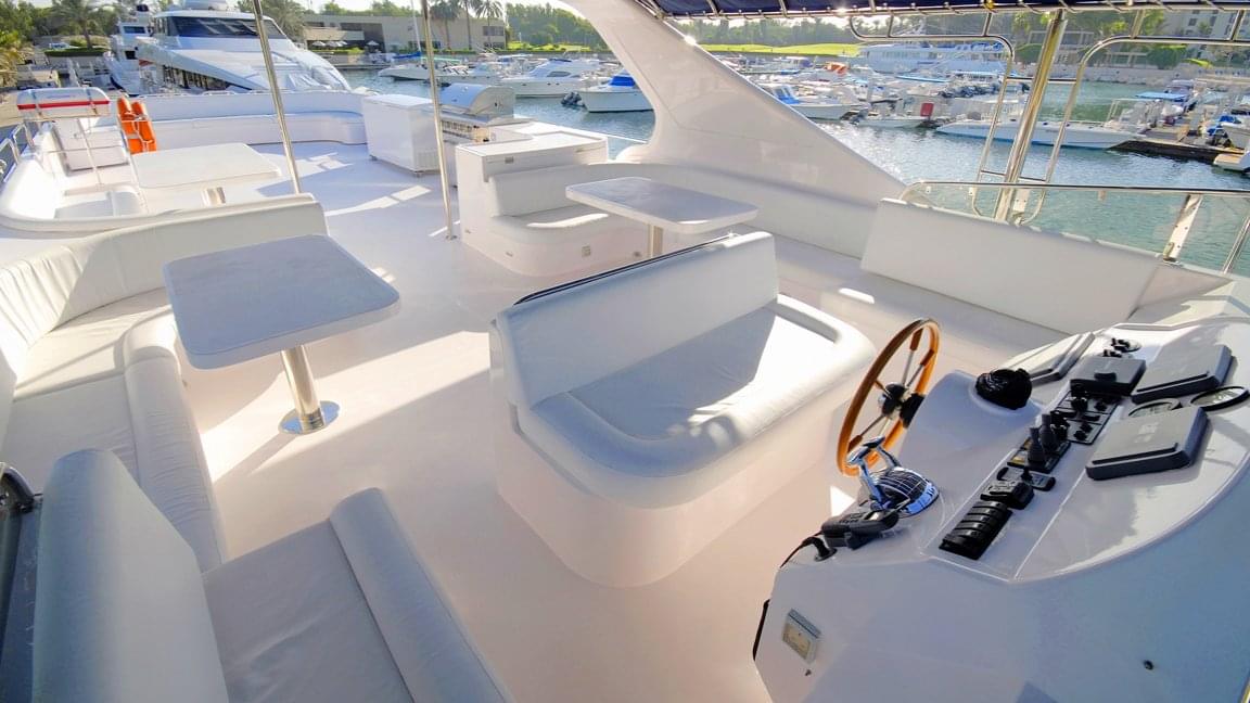 Deck view of the 86ft Gulf Craft Yacht