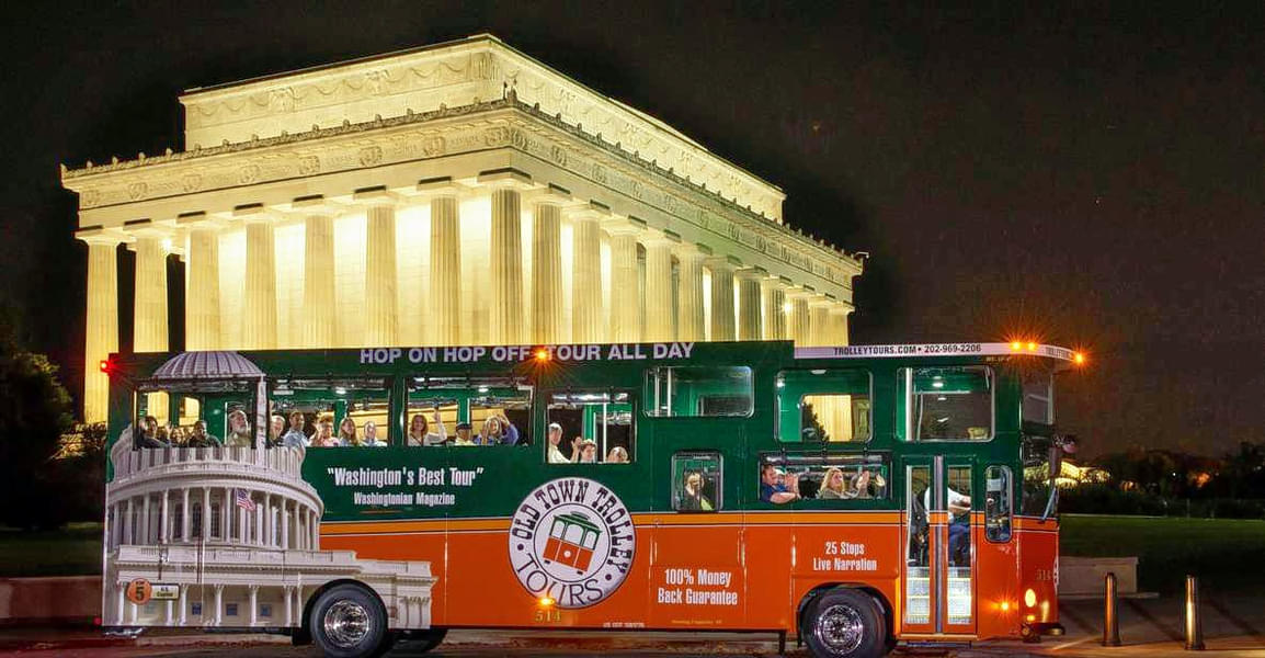 Monuments by Moonlight Trolley Tour at Night Washington DC Image