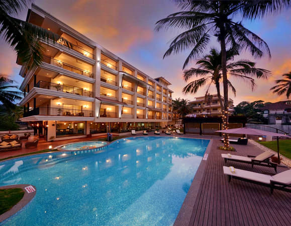 Exterior view of the resort with swimming pool