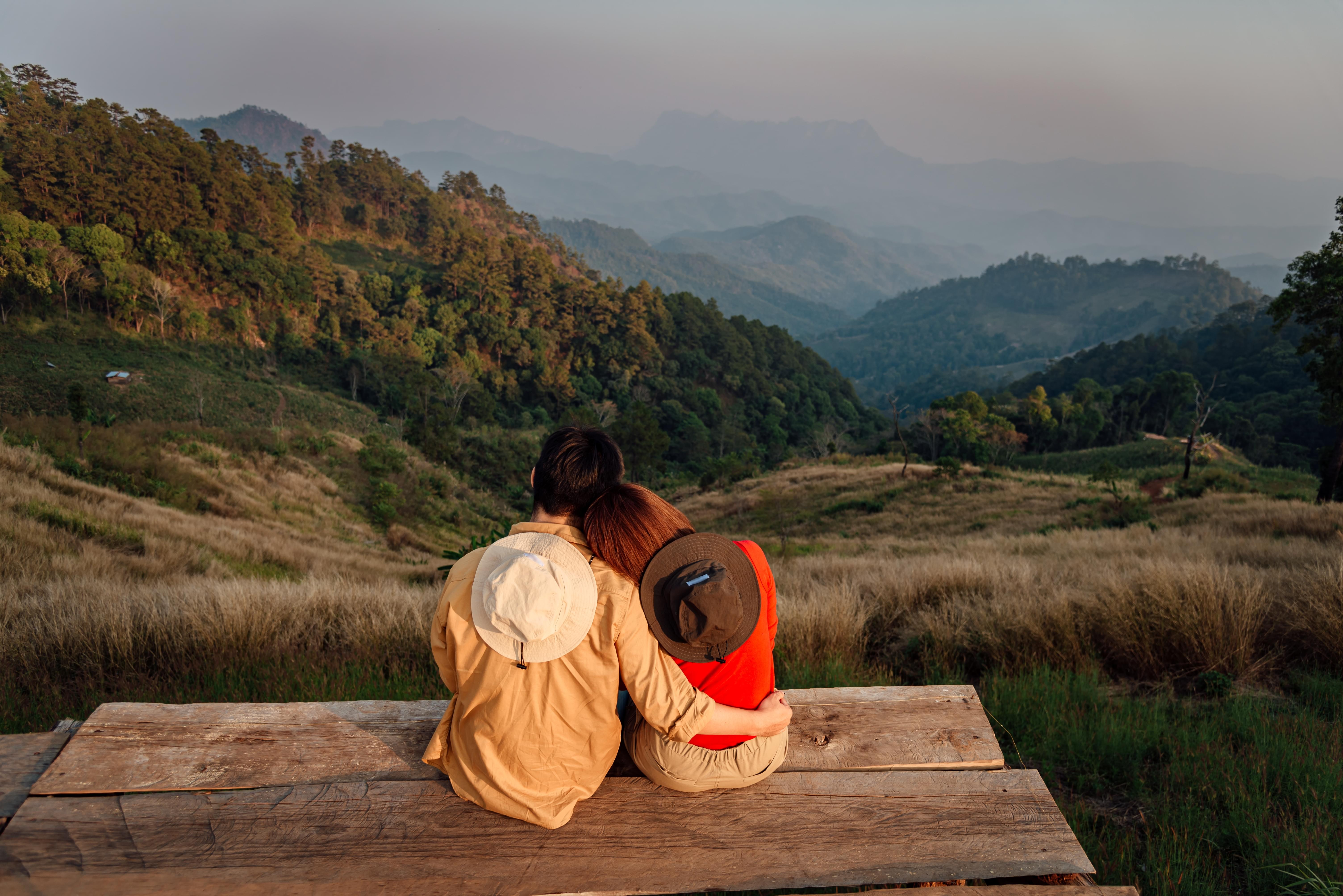 Couple enjoying the views in Kausani