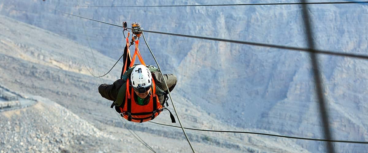 Ziplining over the Jebel Jais Mountains