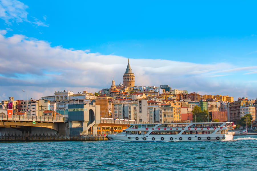 Marvel at Bosphorus Strait with Bosphorus Bridge from the tower