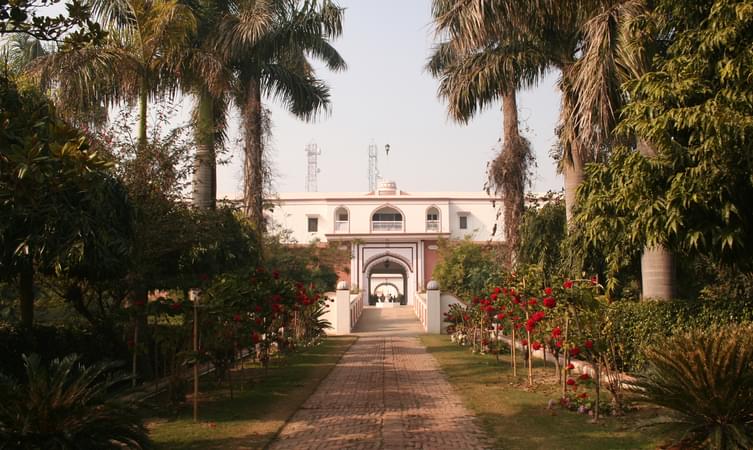 Lush green entrance at the resort