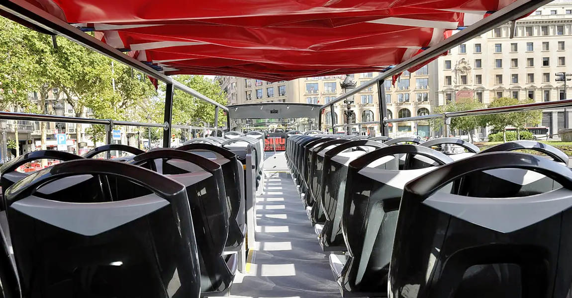 Inside view of the open air deck of the bus