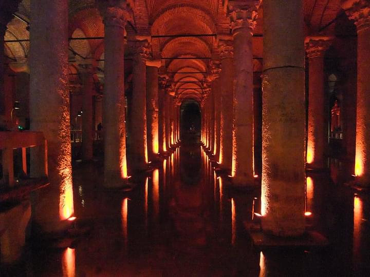 Basilica Cistern At Night - Mystical Reflections