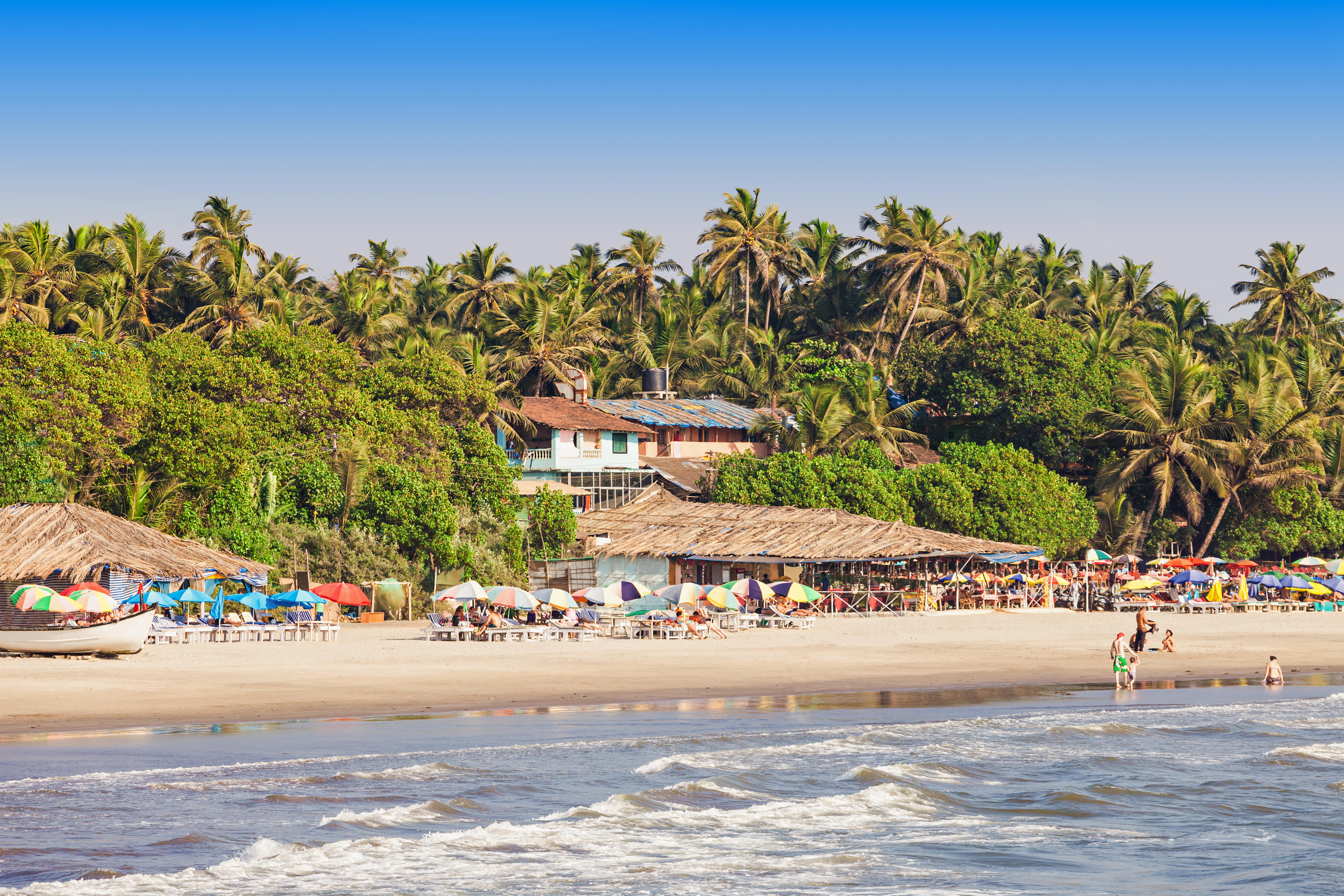 Arambol beach with people in Goa India Stock Photo | Adobe Stock