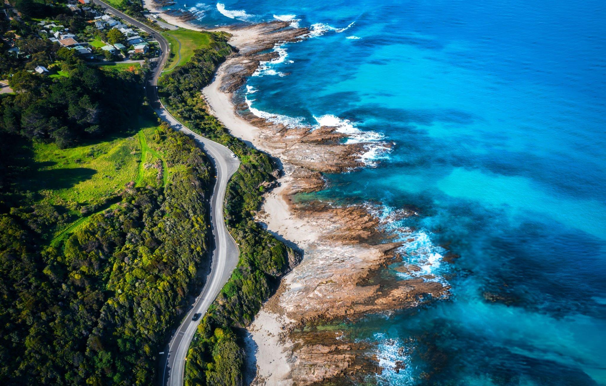 Aerial view of the Great Ocean Road