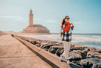 Marvel at the stunning views of the iconic Hassan II Mosque in Casablanca