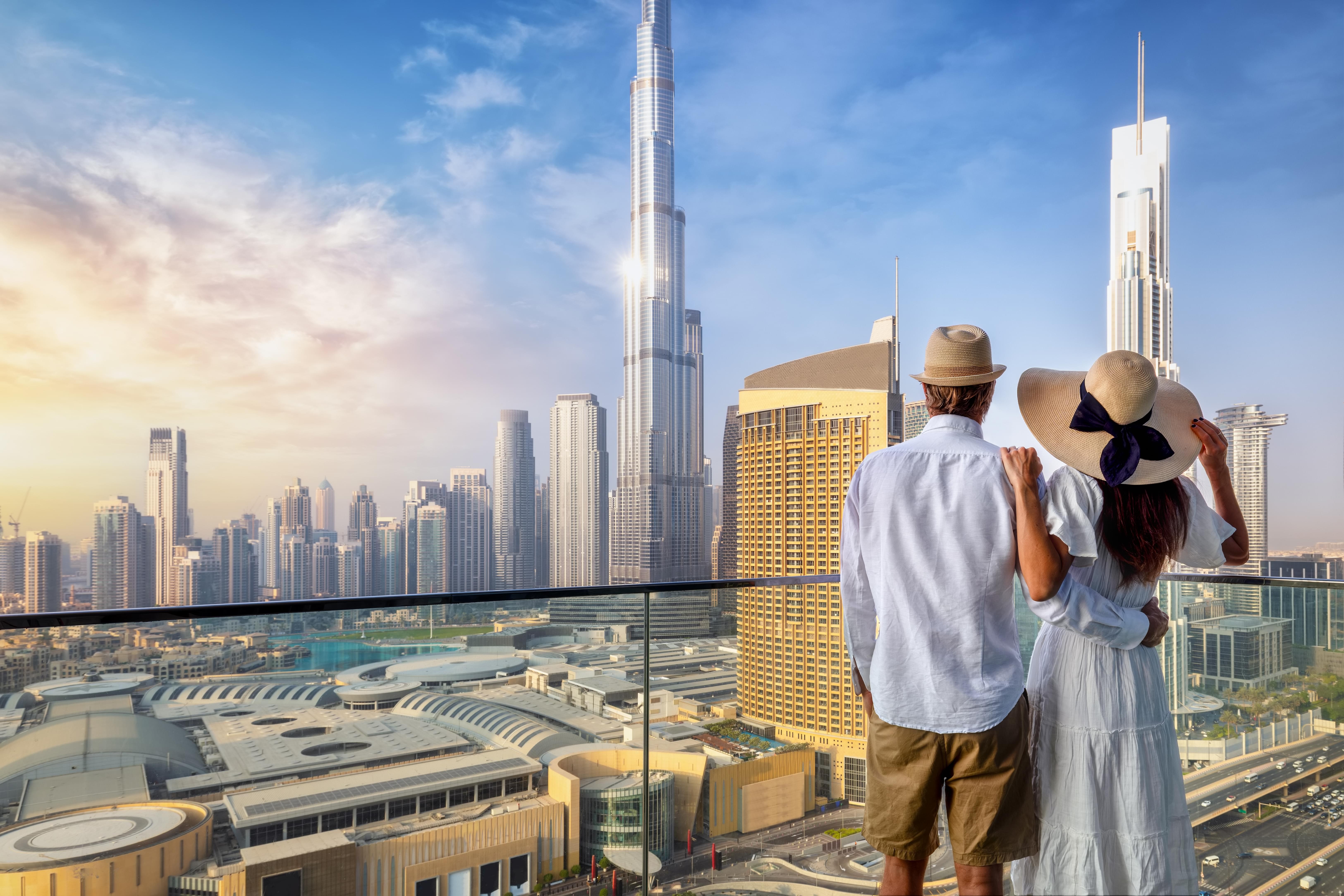 Tourist admiring the views of Burj Khalifa
