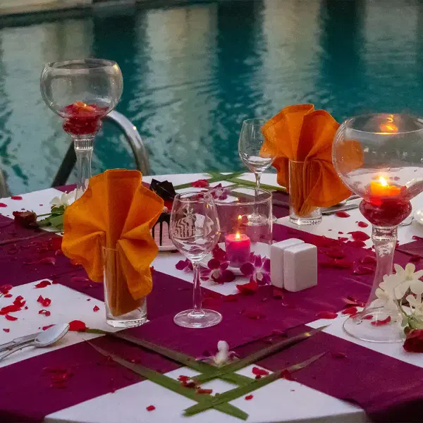 Poolside Candlelight Dinner Near Palm Beach Road, Mumbai Image