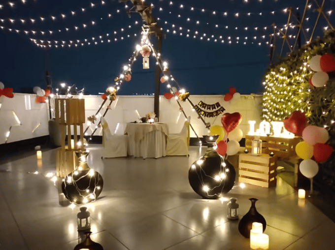 Go on a private movie date with rooftop cabana setting