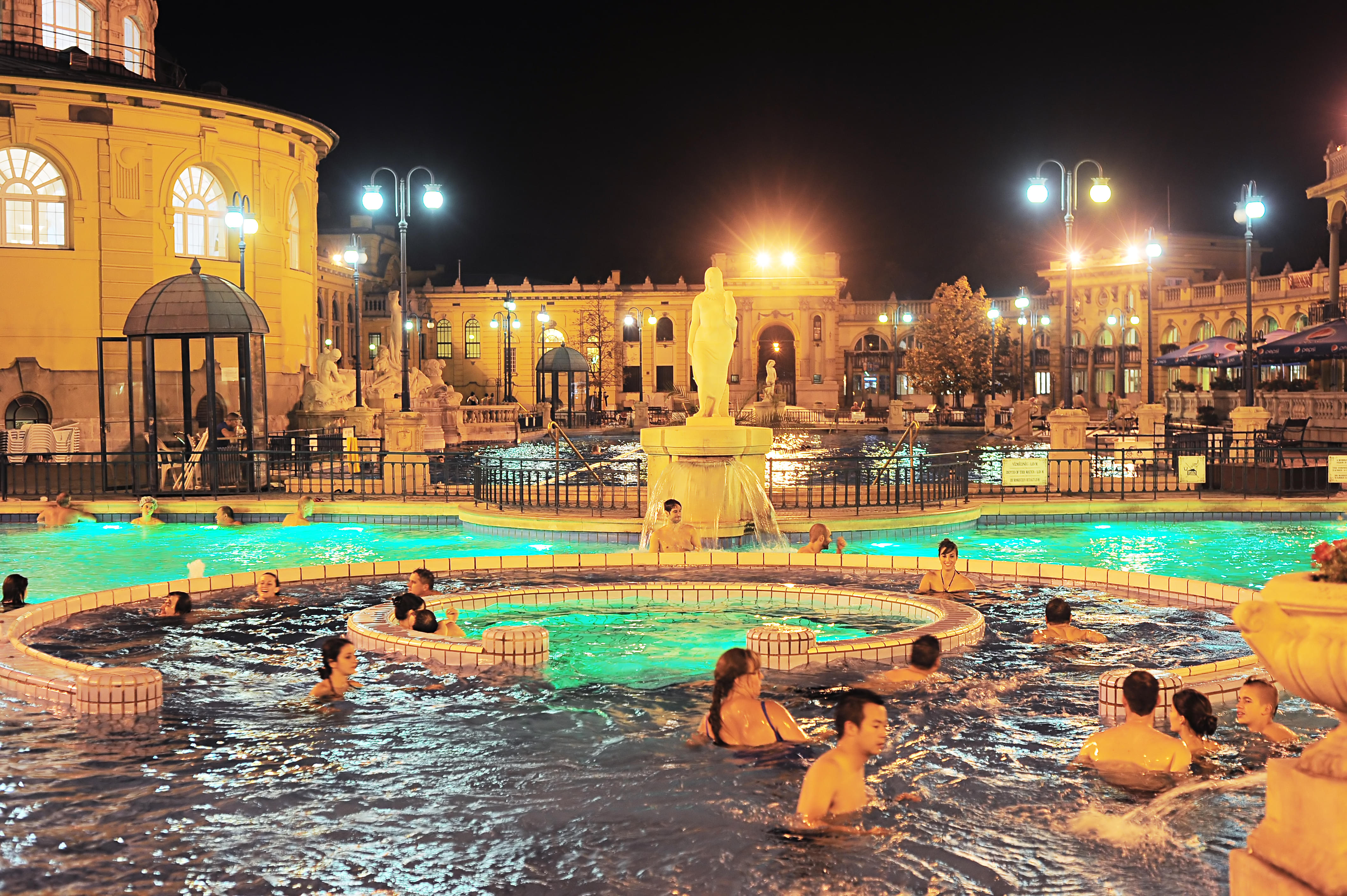 Thermal Baths In Budapest At Night