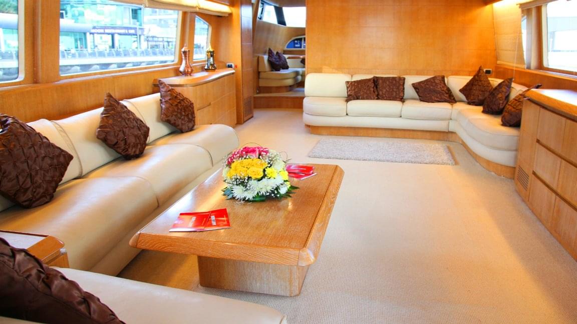 Inside view of the 78ft luxurious VIP Yacht. 