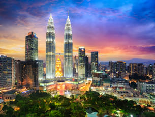 Kuala Lumpur stunning skyline with Petronas Twin Towers