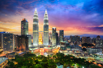 Kuala Lumpur stunning skyline with Petronas Twin Towers
