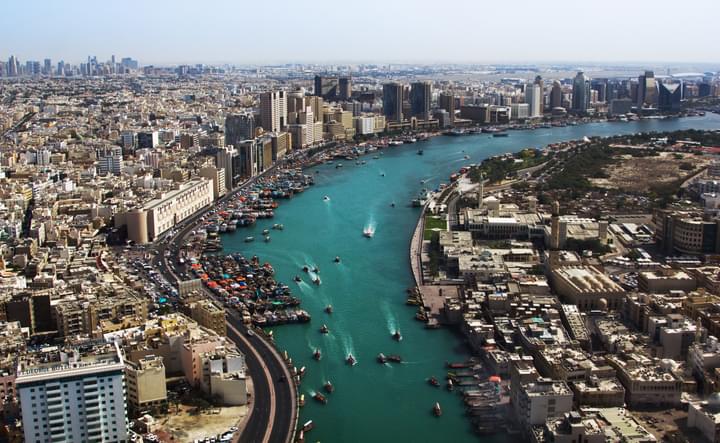 Dubai Creek View From Helicopter Ride in Dubai