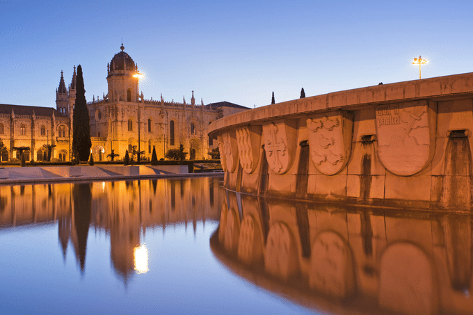 Jeronimos Monastery at night