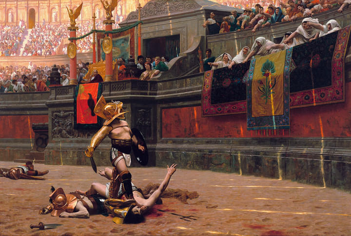 Gladiators fight in Colosseum