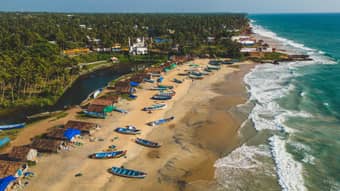 Aerial view of Varkala Beach