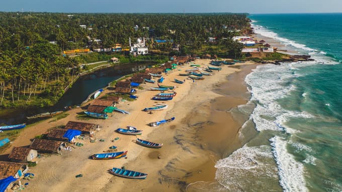 Aerial view of Varkala Beach