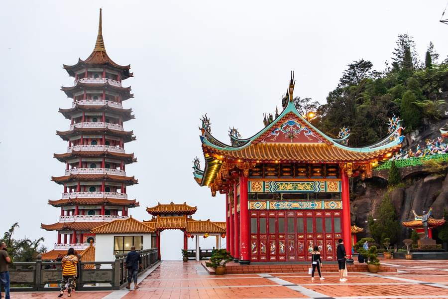 Views Of Mountain Peaks & Chin Swee Caves Temple on Genting Cable Car Route