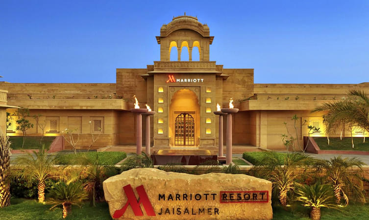 Aerial view of the Marriott Resort And Spa from the front side