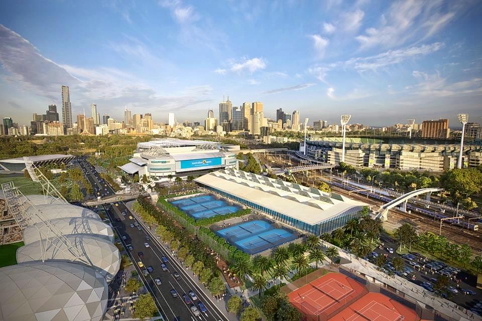 Aerial view of Melbourne Park