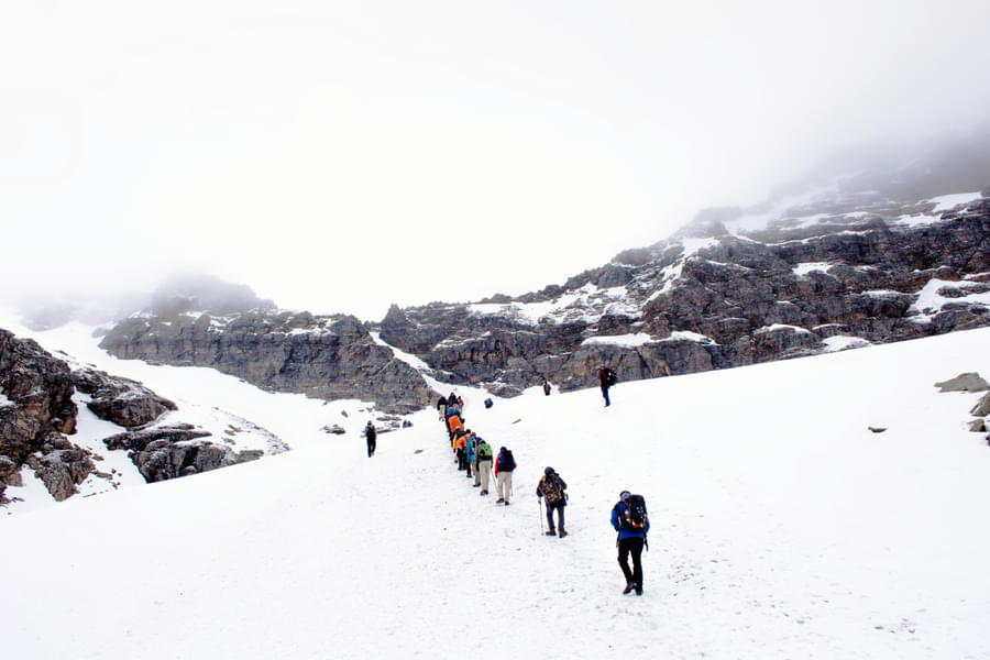 Trekking towards rupin pass summit