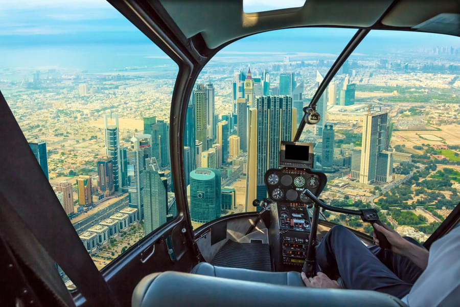 Helicopter flight over Dubai