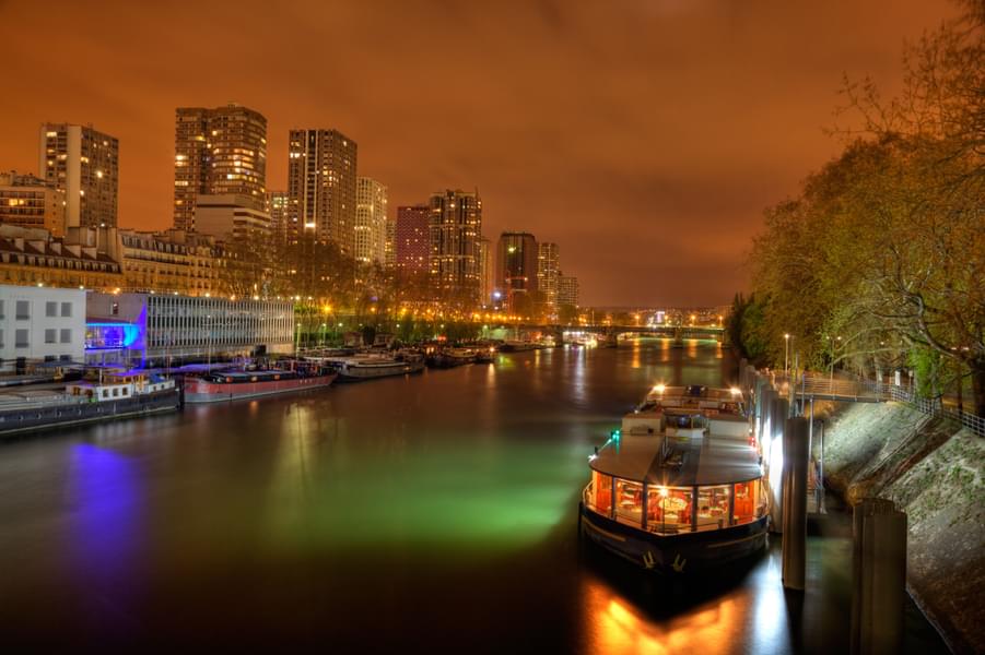 Seine River Night Cruise near Eiffel Tower 