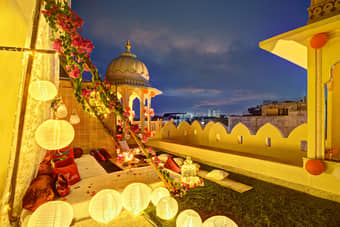 Fairytale Fountain Candlelight Dining On Rooftop Garden In Jaipur