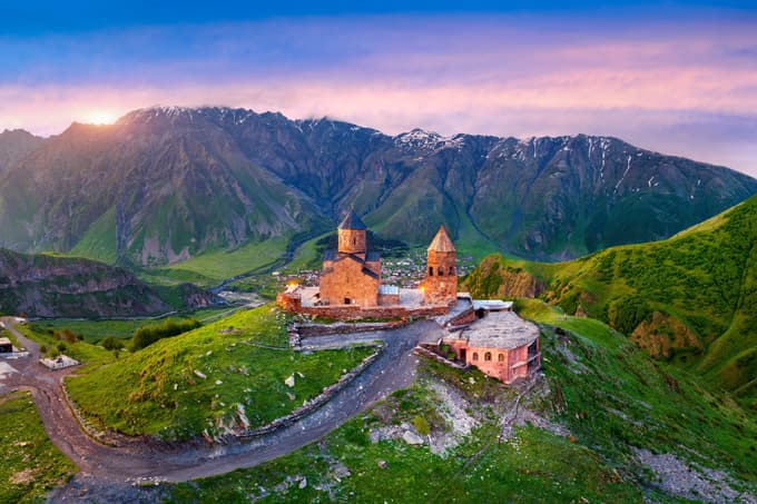 Stand in awe at Gergeti Trinity Church, perched 2,170m high